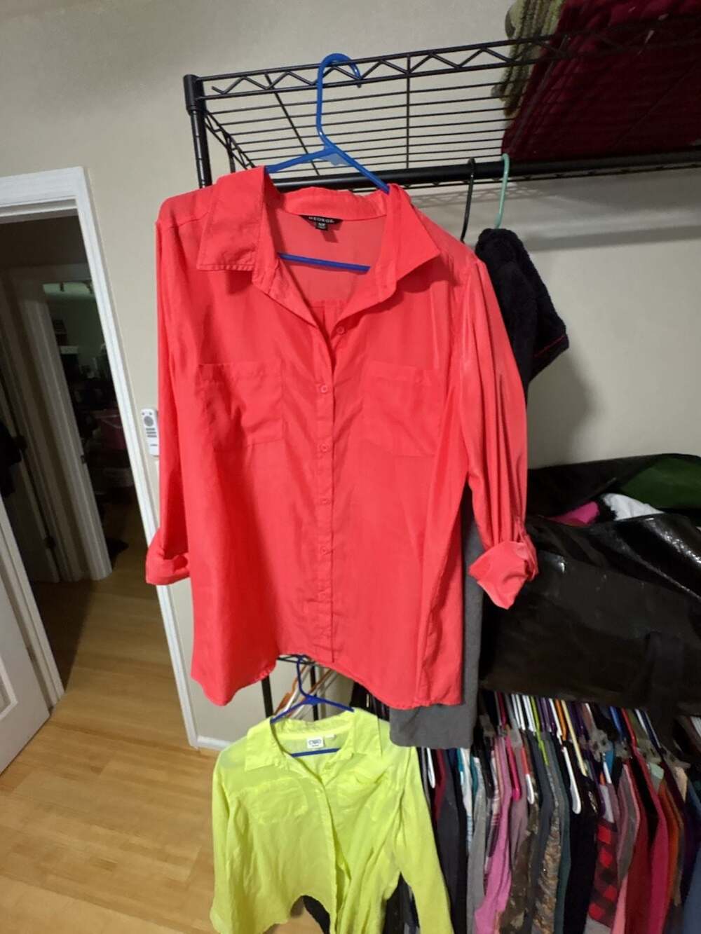 George Button Down Shirt Size XL 16-18 Coral Pink